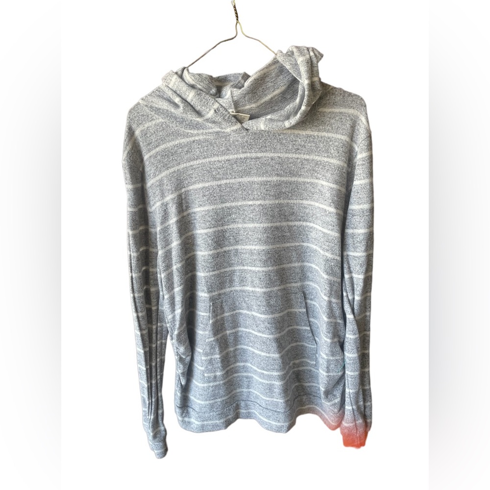 Soft grey and white stripped maternity top